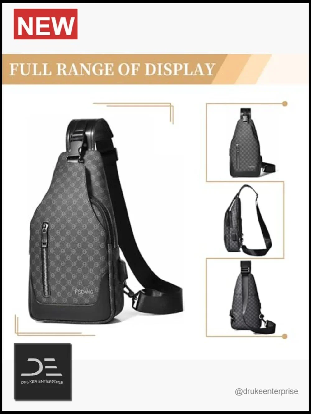 PU Leather Sling Backpack Crossbody Shoulder Bag Travel Hiking